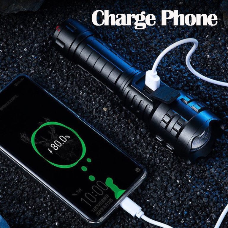 Tactical Flashlight with window breaker and emergency power bank