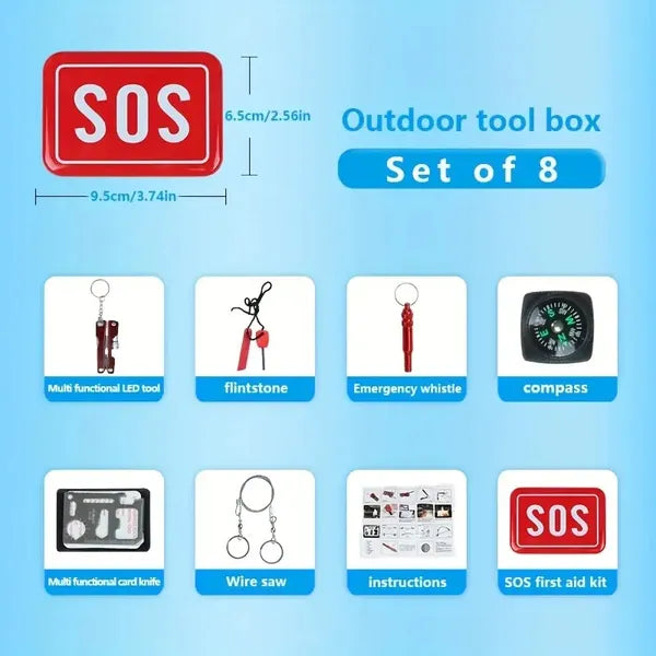 8-in-1 Emergency Survival Gear Kit