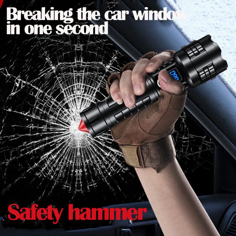 Tactical Flashlight with window breaker and emergency power bank