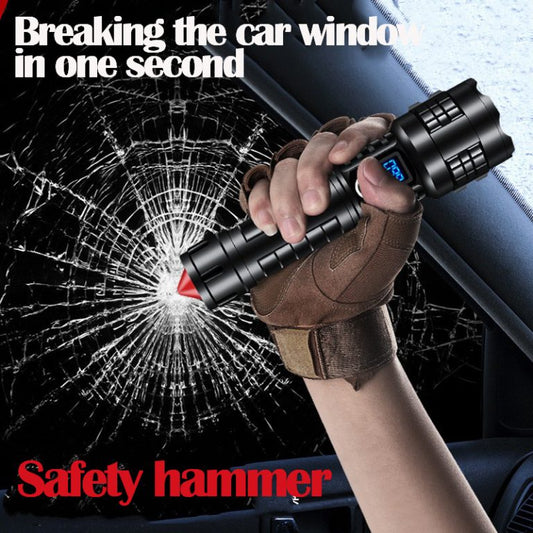 Tactical Flashlight with window breaker and emergency power bank